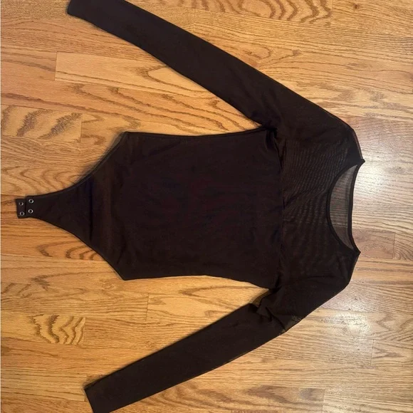 Black Sheer Long Sleeve Bodysuit - Picture 3 of 8